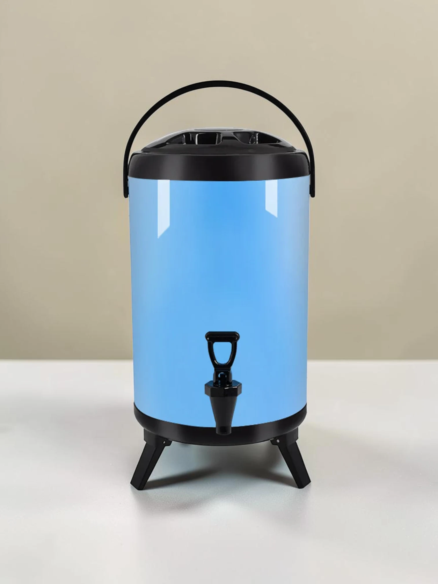 frostandfoamtanks 16L Stainless Steel Insulated Beverage Dispenser, Hot and Cold Liquid Container with Faucet, Blue