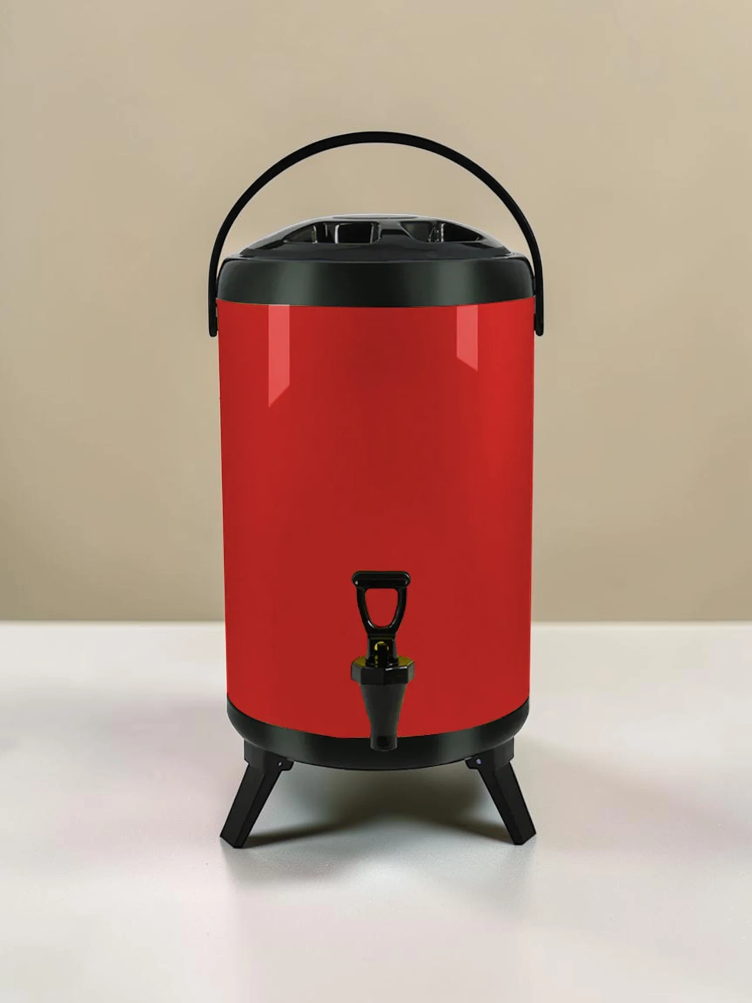 frostandfoamtanks 18L Stainless Steel Insulated Beverage Dispenser, Hot and Cold Liquid Container with Faucet, Red