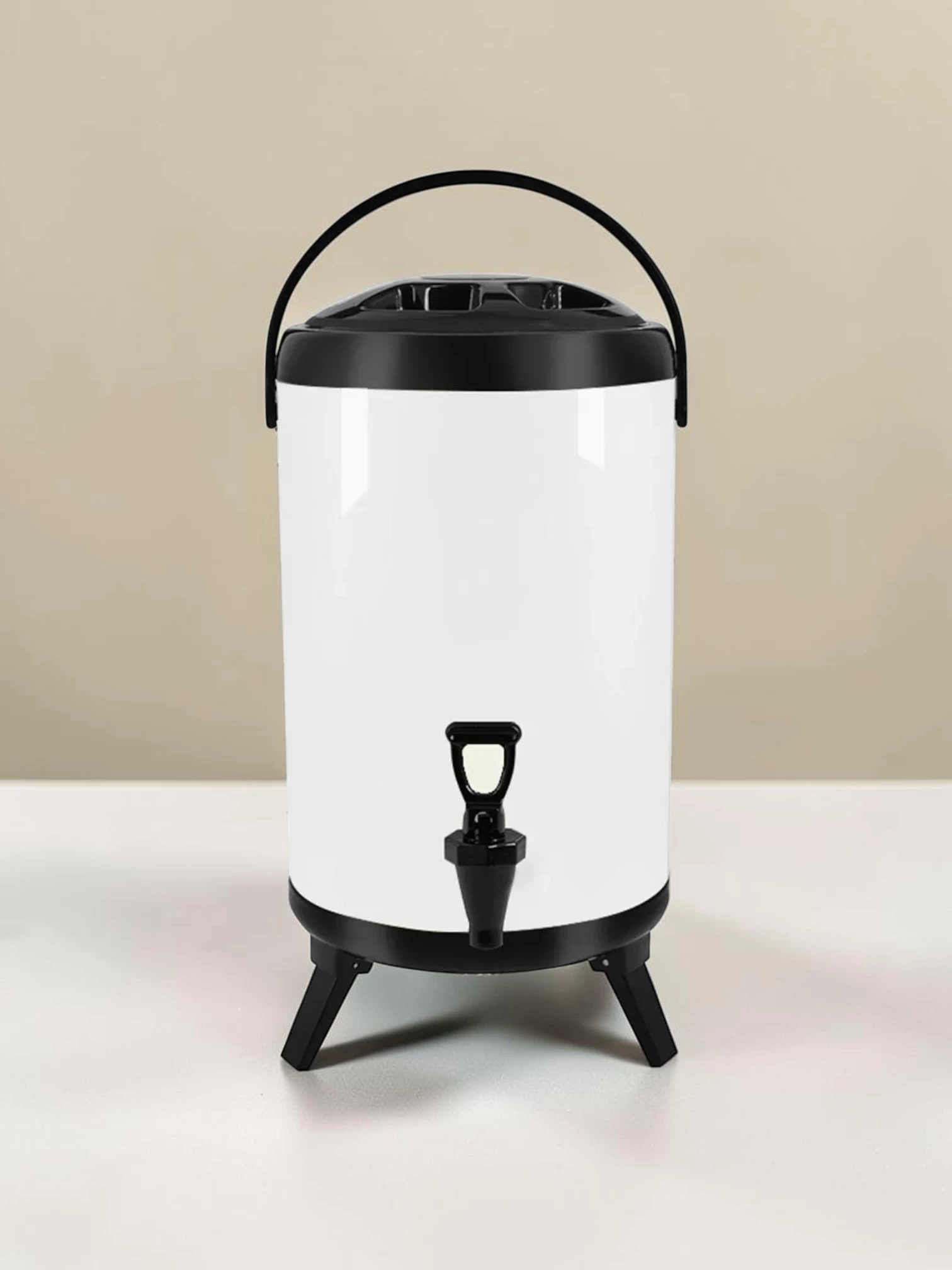 frostandfoamtanks 16L Stainless Steel Insulated Beverage Dispenser White Hot and Cold Liquid Container with Faucet